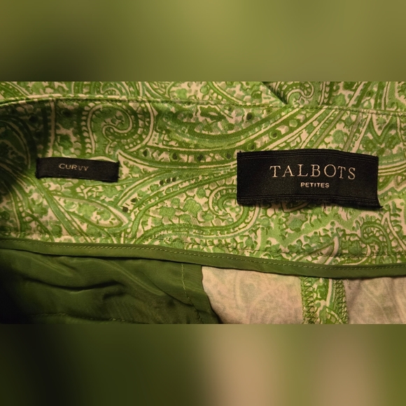 Talbots green paisley "Curvy" w/ vent pants sz 6P - Picture 9 of 9